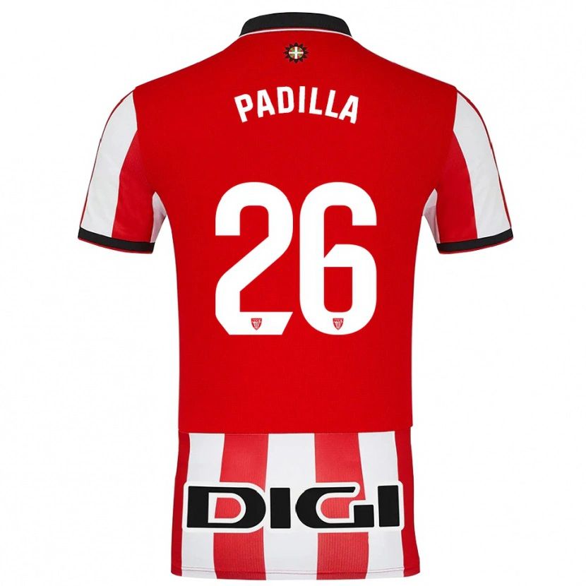 Danxen Niño Camiseta Álex Padilla #26 Rojo Blanco 1ª Equipación 2025/26 La Camisa