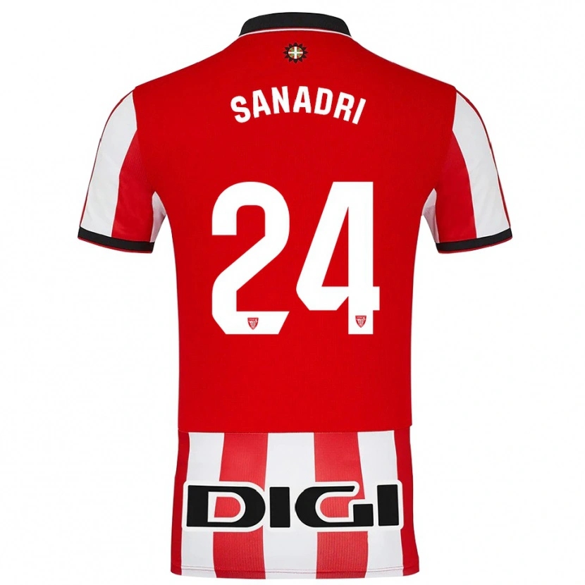 Danxen Niño Camiseta Sanadri #24 Rojo Blanco 1ª Equipación 2025/26 La Camisa