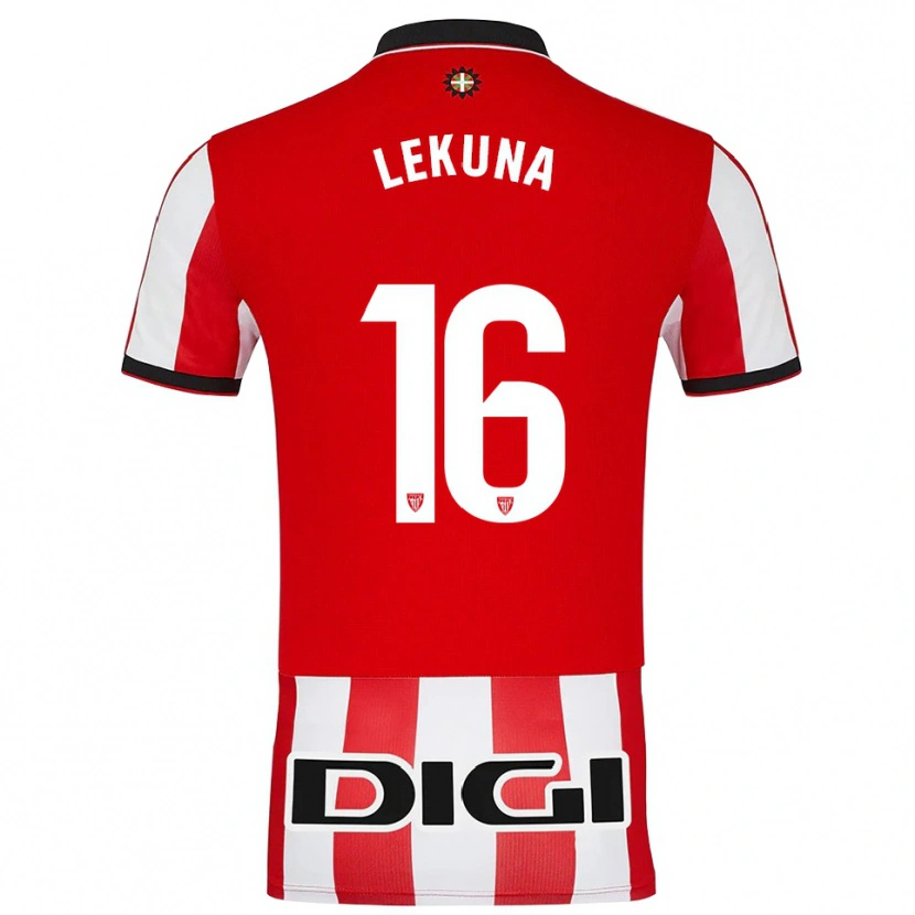 Danxen Niño Camiseta Adrián Lekuna #16 Rojo Blanco 1ª Equipación 2025/26 La Camisa