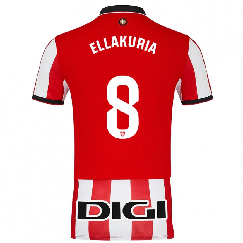 Danxen Niño Camiseta Eneko Ellakuria #8 Rojo Blanco 1ª Equipación 2025/26 La Camisa