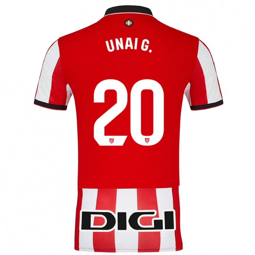 Danxen Niño Camiseta Unai Gómez #20 Rojo Blanco 1ª Equipación 2025/26 La Camisa