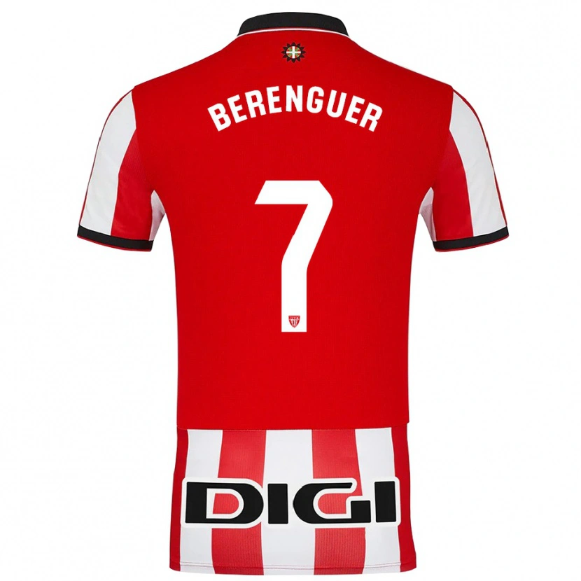 Danxen Niño Camiseta Álex Berenguer #7 Rojo Blanco 1ª Equipación 2025/26 La Camisa