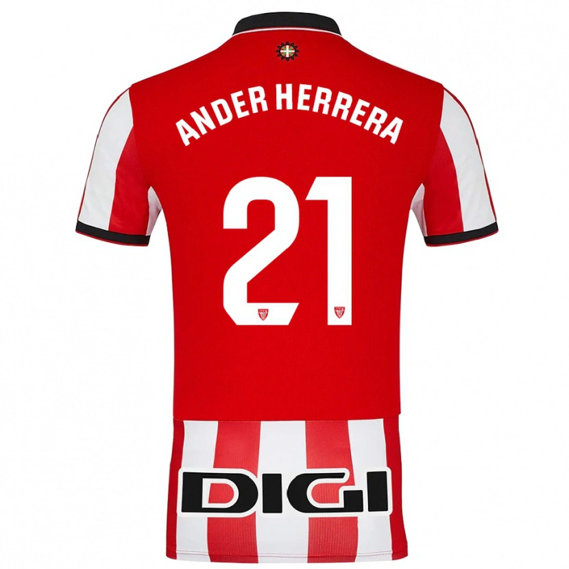 Danxen Niño Camiseta Ander Herrera #21 Rojo Blanco 1ª Equipación 2025/26 La Camisa