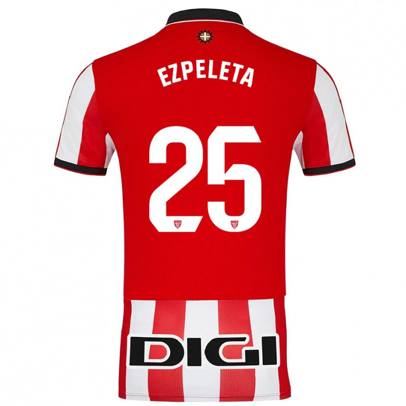 Danxen Niño Camiseta Ander Ezpeleta #25 Rojo Blanco 1ª Equipación 2025/26 La Camisa
