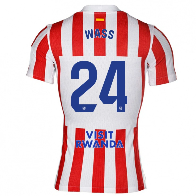 Danxen Niño Camiseta Daniel Wass #24 Rojo Blanco 1ª Equipación 2025/26 La Camisa