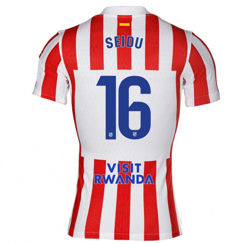 Danxen Niño Camiseta Taufik Seidu #16 Rojo Blanco 1ª Equipación 2025/26 La Camisa