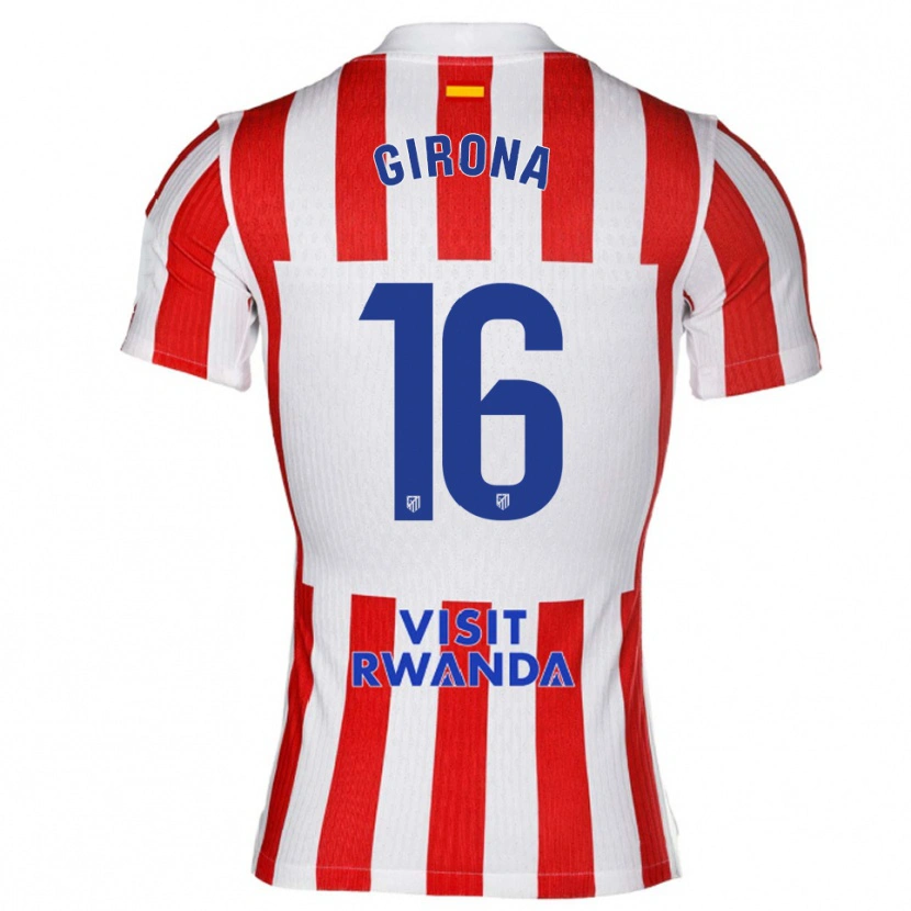 Danxen Niño Camiseta Raúl Girona #16 Rojo Blanco 1ª Equipación 2025/26 La Camisa
