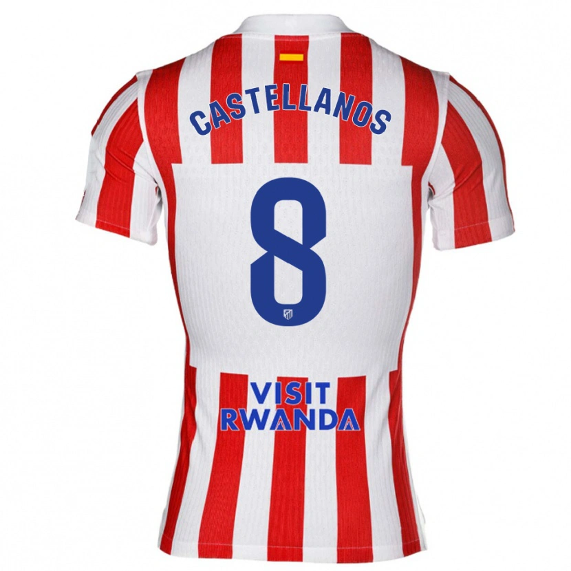 Danxen Niño Camiseta Jorge Castellanos #8 Rojo Blanco 1ª Equipación 2025/26 La Camisa