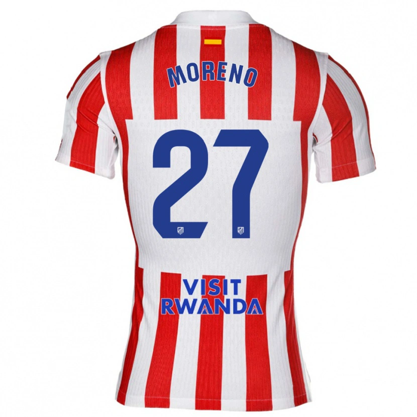 Danxen Niño Camiseta Emma Moreno #27 Rojo Blanco 1ª Equipación 2025/26 La Camisa