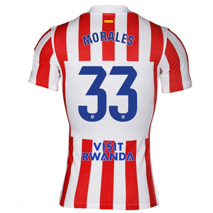 Danxen Niño Camiseta Luismi Morales #33 Rojo Blanco 1ª Equipación 2025/26 La Camisa