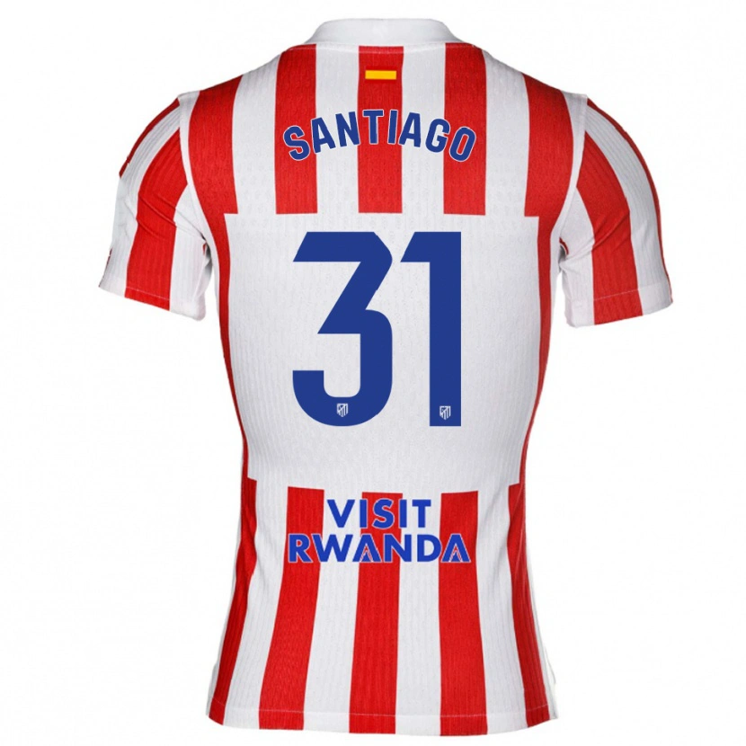 Danxen Niño Camiseta Abraham Santiago #31 Rojo Blanco 1ª Equipación 2025/26 La Camisa