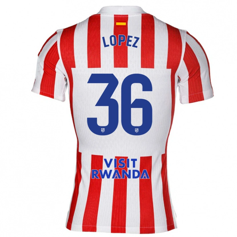 Danxen Niño Camiseta David Lopez #36 Rojo Blanco 1ª Equipación 2025/26 La Camisa