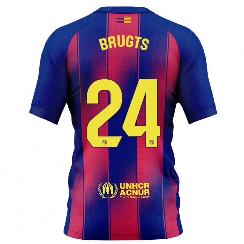 Danxen Niño Camiseta Esmee Brugts #24 Azul Rojo 1ª Equipación 2025/26 La Camisa