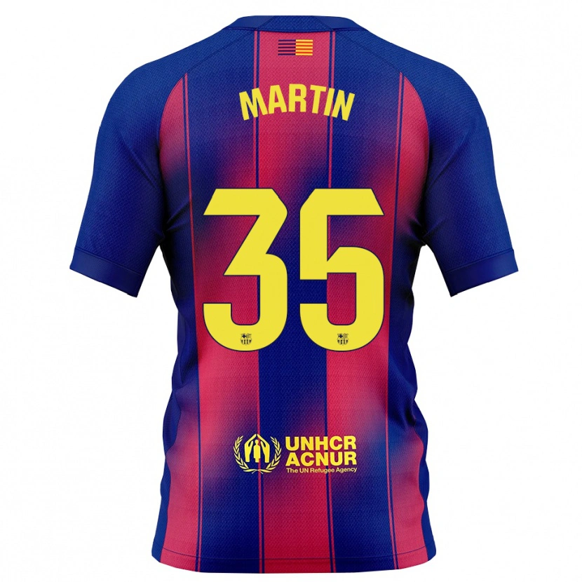 Danxen Niño Camiseta Gerard Martín #35 Azul Rojo 1ª Equipación 2025/26 La Camisa