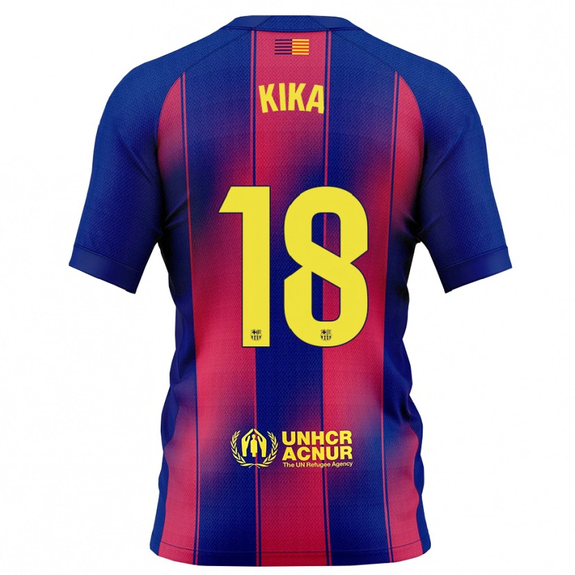 Danxen Niño Camiseta Kika Nazareth #18 Azul Rojo 1ª Equipación 2025/26 La Camisa