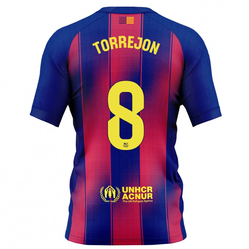 Danxen Niño Camiseta Marta Torrejon #8 Azul Rojo 1ª Equipación 2025/26 La Camisa