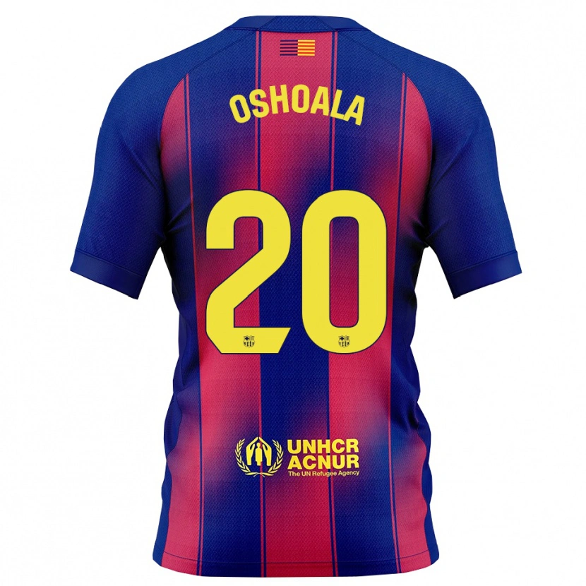 Danxen Niño Camiseta Asisat Oshoala #20 Azul Rojo 1ª Equipación 2025/26 La Camisa