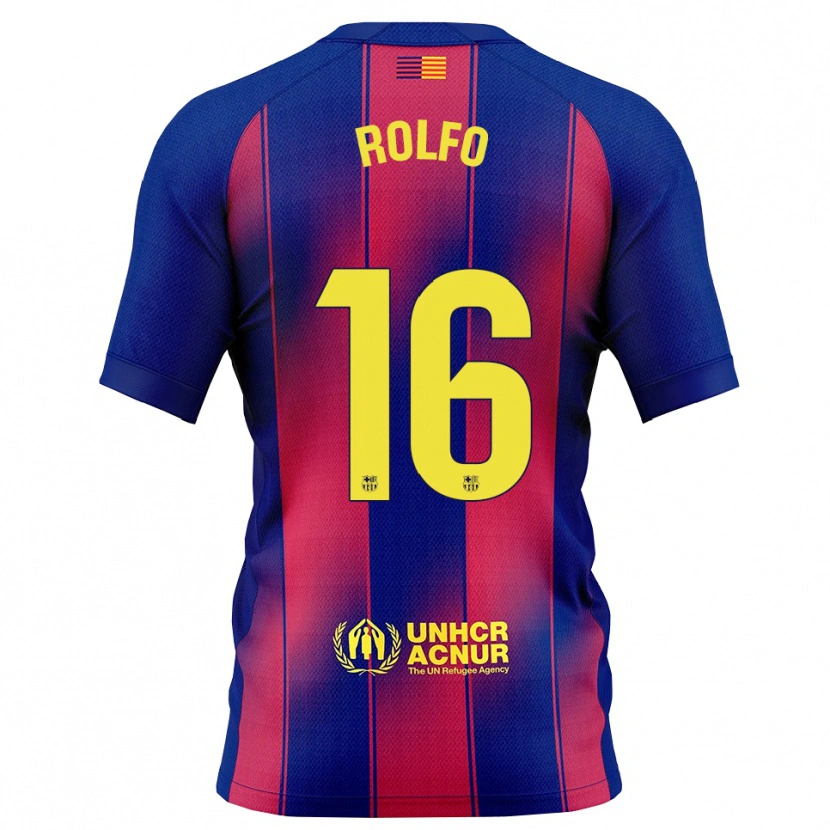 Danxen Niño Camiseta Fridolina Rolfö #16 Azul Rojo 1ª Equipación 2025/26 La Camisa