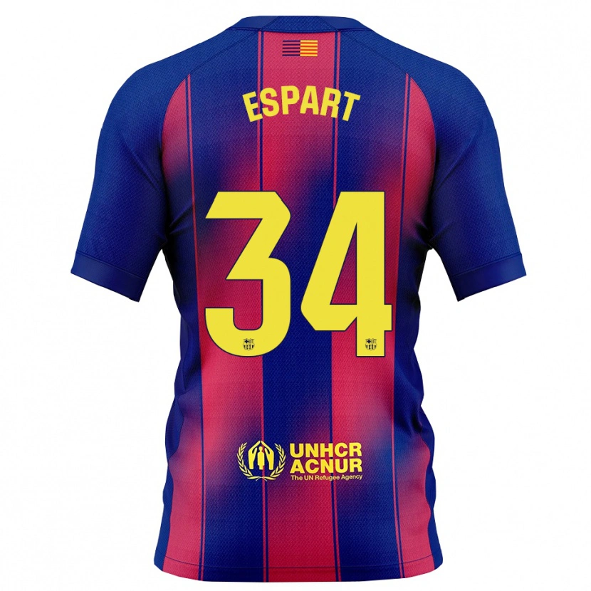 Danxen Niño Camiseta Xavi Espart #34 Azul Rojo 1ª Equipación 2025/26 La Camisa