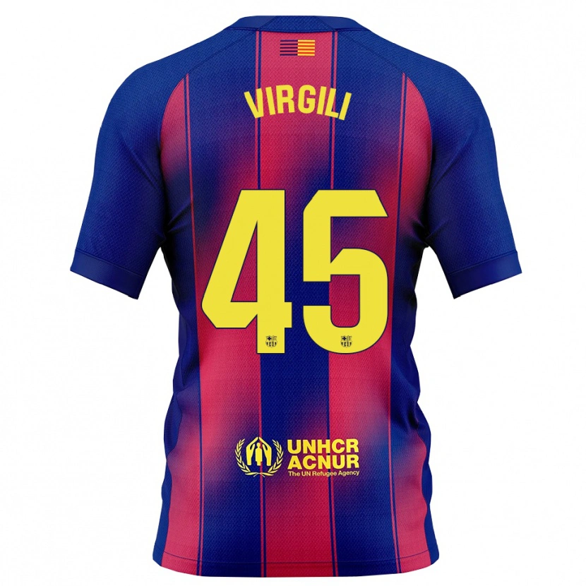 Danxen Niño Camiseta Jan Virgili #45 Azul Rojo 1ª Equipación 2025/26 La Camisa