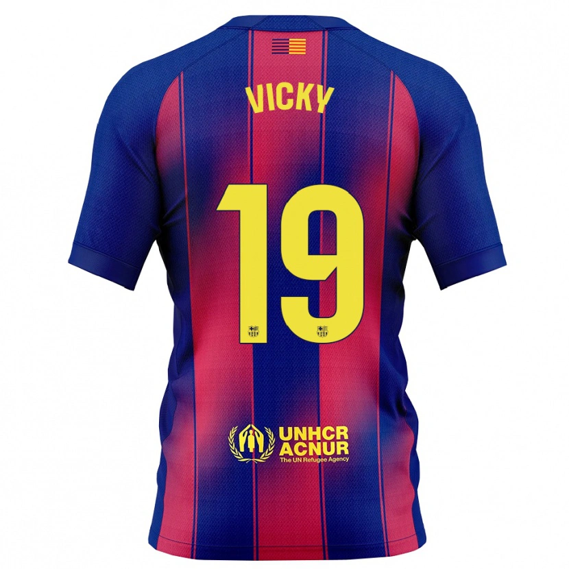 Danxen Niño Camiseta Vicky López #19 Azul Rojo 1ª Equipación 2025/26 La Camisa