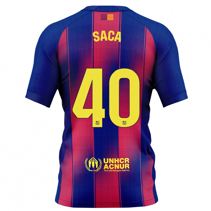 Danxen Niño Camiseta Leo Saca #40 Azul Rojo 1ª Equipación 2025/26 La Camisa