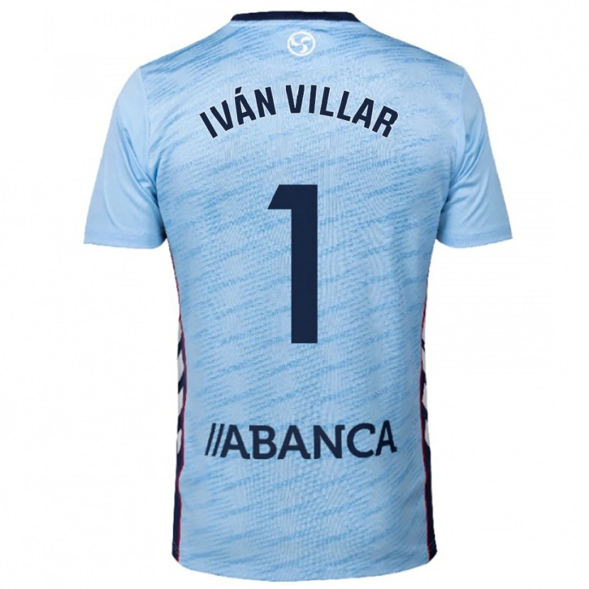 Danxen Niño Camiseta Iván Villar #1 Celeste Rojo 1ª Equipación 2025/26 La Camisa