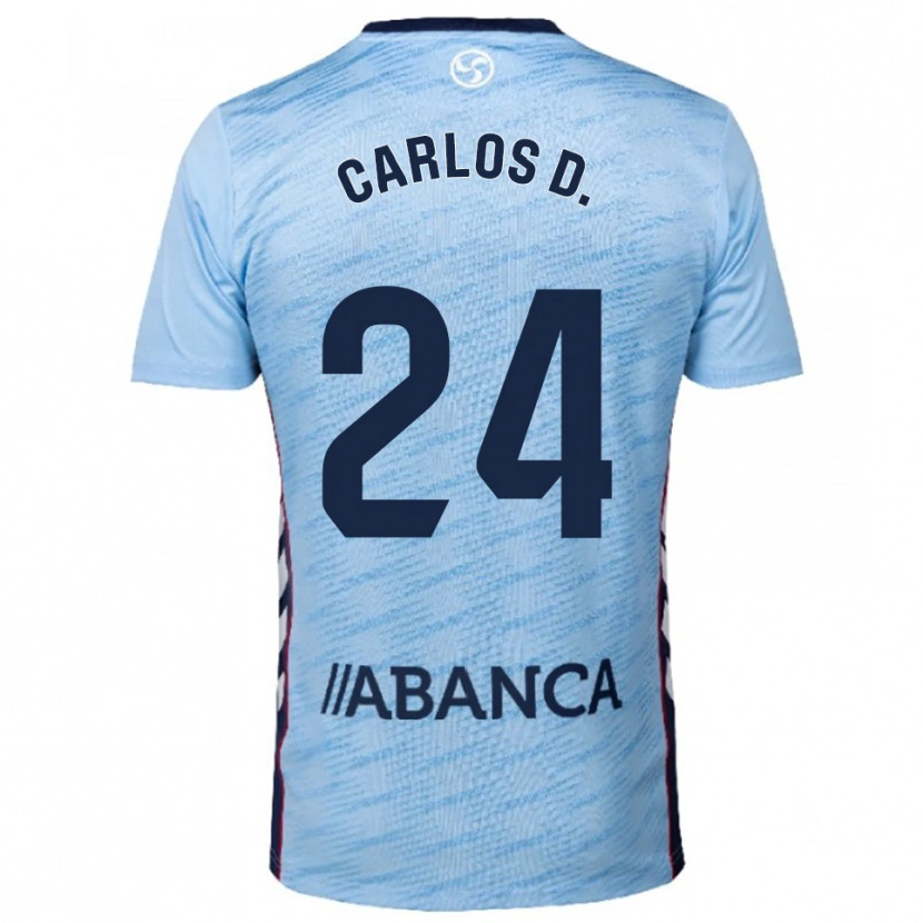 Danxen Niño Camiseta Carlos Domínguez #24 Celeste Rojo 1ª Equipación 2025/26 La Camisa