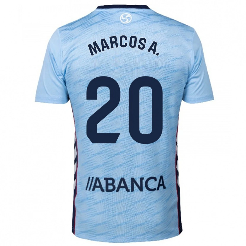 Danxen Niño Camiseta Marcos Alonso #20 Celeste Rojo 1ª Equipación 2025/26 La Camisa