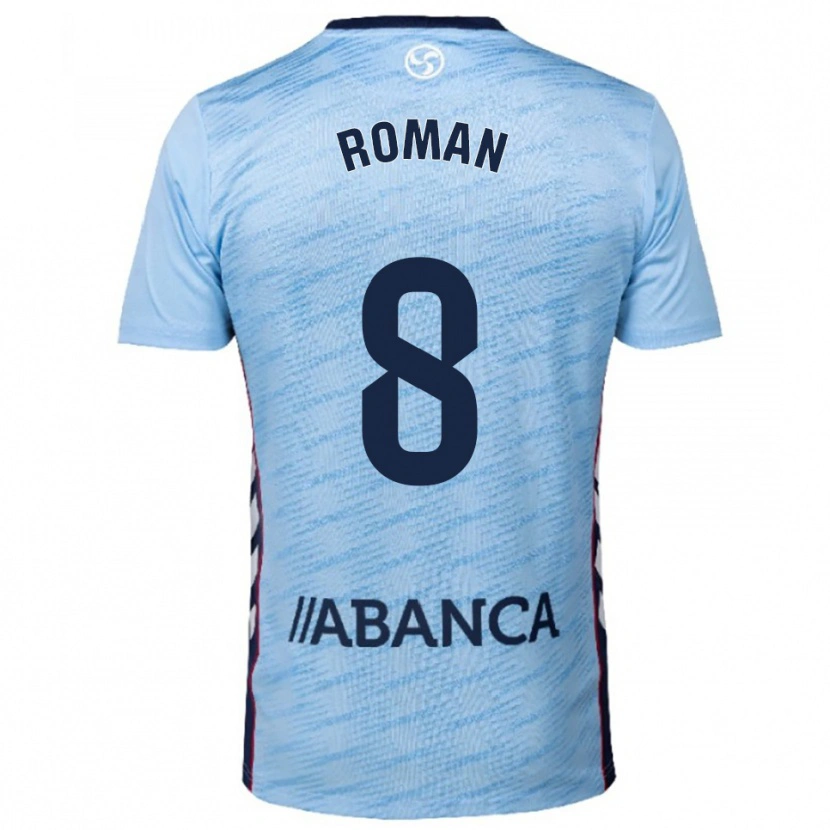Danxen Niño Camiseta Miguel Román #8 Celeste Rojo 1ª Equipación 2025/26 La Camisa