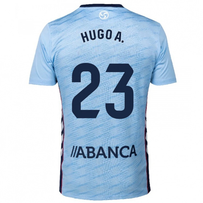 Danxen Niño Camiseta Hugo Álvarez #23 Celeste Rojo 1ª Equipación 2025/26 La Camisa