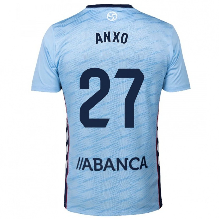 Danxen Niño Camiseta Anxo Rodríguez #27 Celeste Rojo 1ª Equipación 2025/26 La Camisa