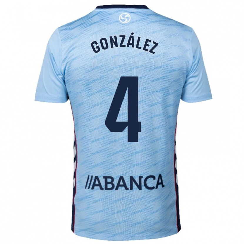 Danxen Niño Camiseta Paula González #4 Celeste Rojo 1ª Equipación 2025/26 La Camisa