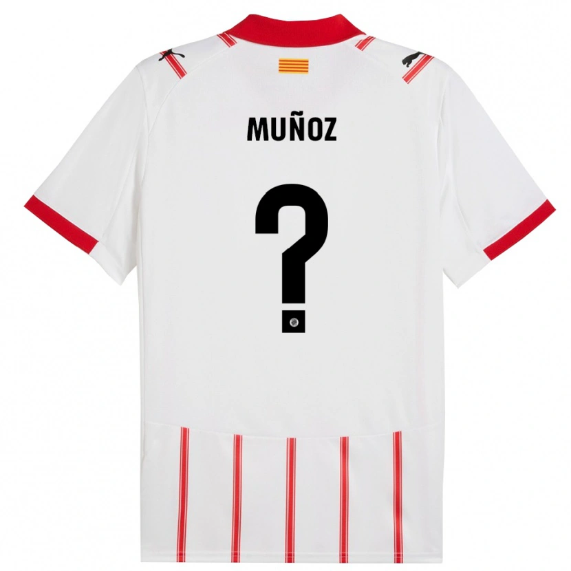Danxen Niño Camiseta Yeray Muñoz #0 Blanco Rojo 1ª Equipación 2025/26 La Camisa
