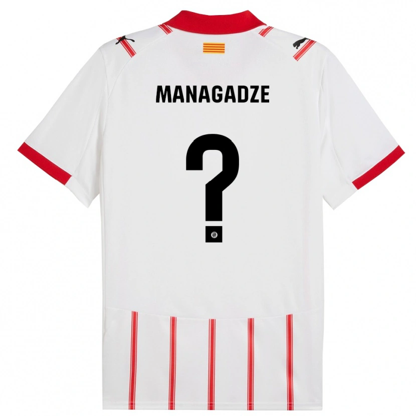 Danxen Niño Camiseta Luka Managadze #0 Blanco Rojo 1ª Equipación 2025/26 La Camisa