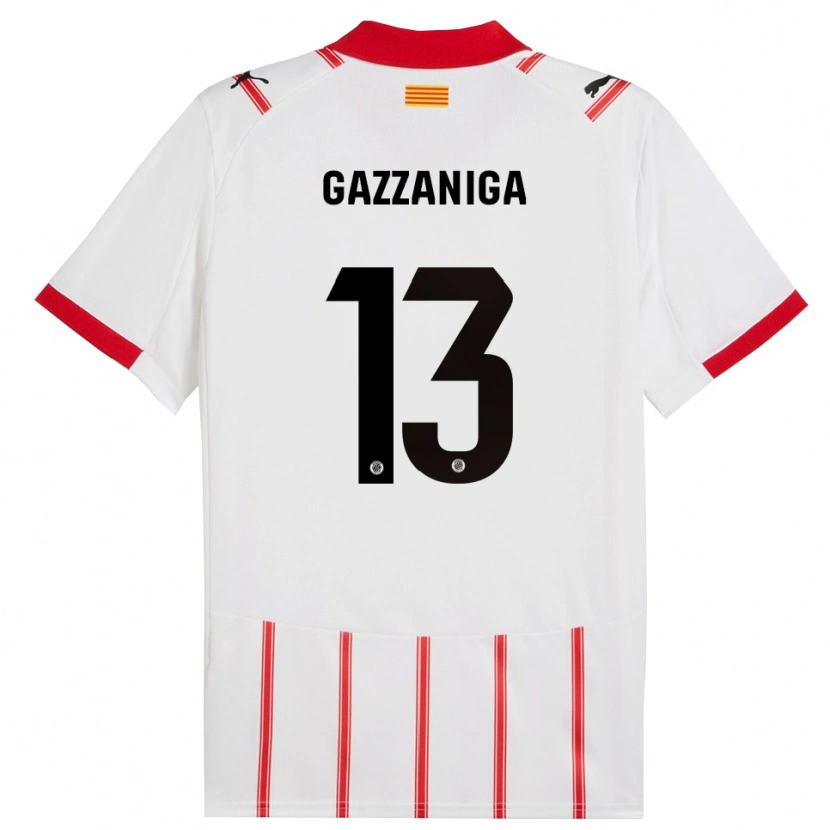 Danxen Niño Camiseta Paulo Gazzaniga #13 Blanco Rojo 1ª Equipación 2025/26 La Camisa