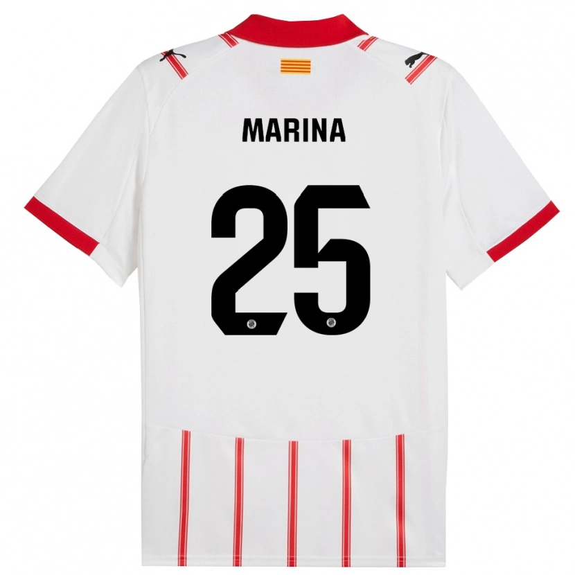 Danxen Niño Camiseta Sergi Marina #25 Blanco Rojo 1ª Equipación 2025/26 La Camisa