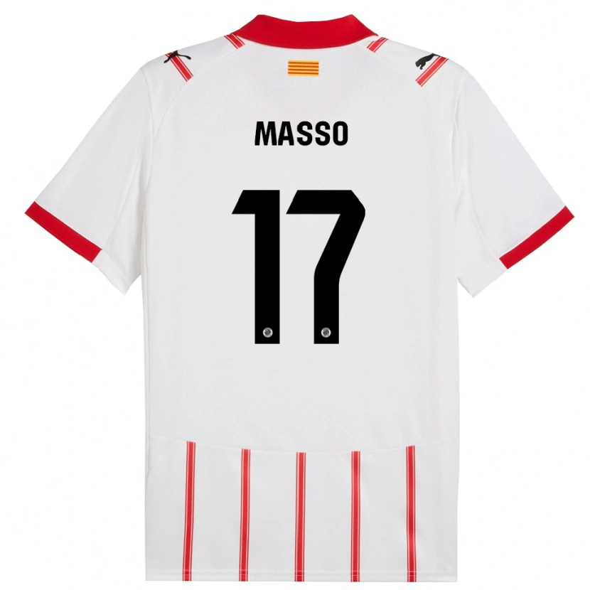 Danxen Niño Camiseta Ainoa Massó #17 Blanco Rojo 1ª Equipación 2025/26 La Camisa