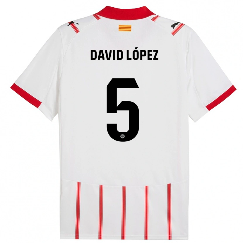 Danxen Niño Camiseta David López #5 Blanco Rojo 1ª Equipación 2025/26 La Camisa