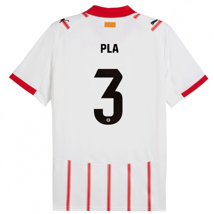 Danxen Niño Camiseta Marta Pla #3 Blanco Rojo 1ª Equipación 2025/26 La Camisa