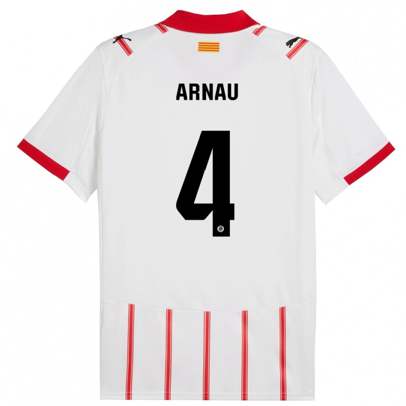 Danxen Niño Camiseta Arnau Martínez #4 Blanco Rojo 1ª Equipación 2025/26 La Camisa