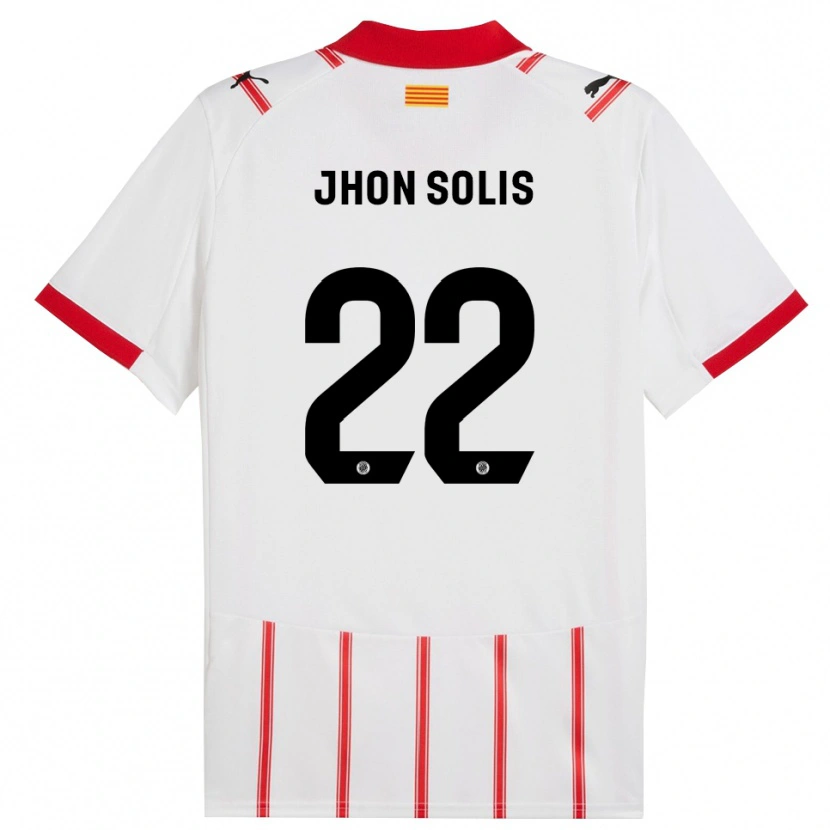 Danxen Niño Camiseta Jhon Solís #22 Blanco Rojo 1ª Equipación 2025/26 La Camisa