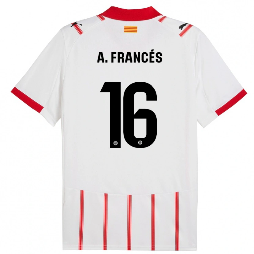 Danxen Niño Camiseta Alejandro Francés #16 Blanco Rojo 1ª Equipación 2025/26 La Camisa