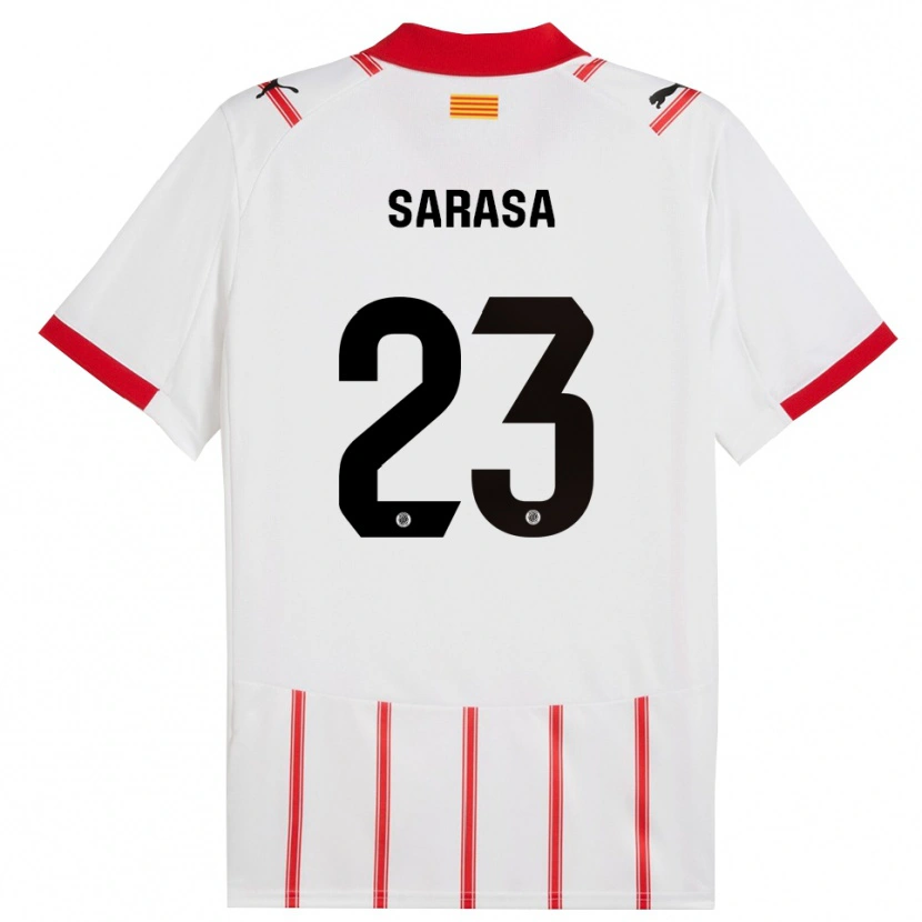 Danxen Niño Camiseta Javi Sarasa #23 Blanco Rojo 1ª Equipación 2025/26 La Camisa