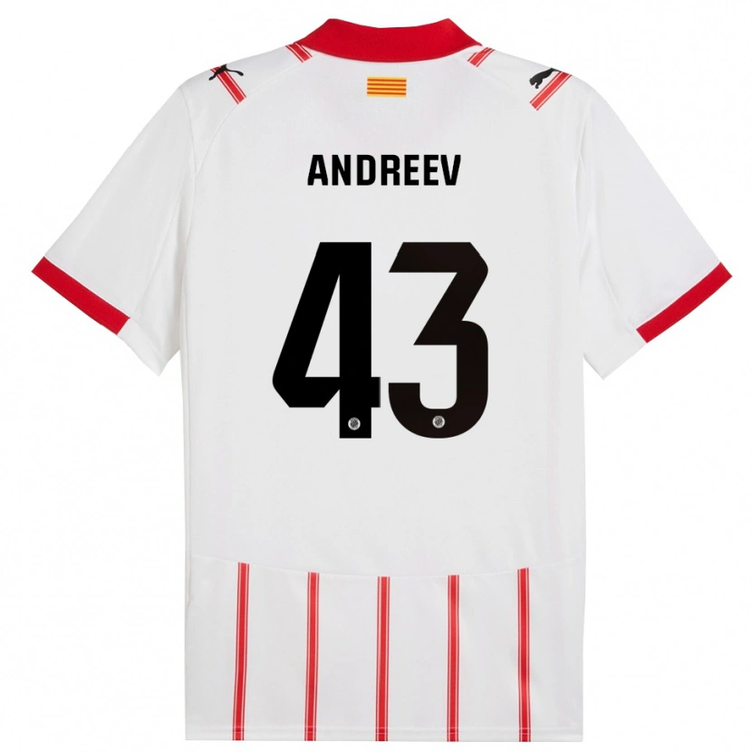 Danxen Niño Camiseta Aleksandar Andreev #43 Blanco Rojo 1ª Equipación 2025/26 La Camisa
