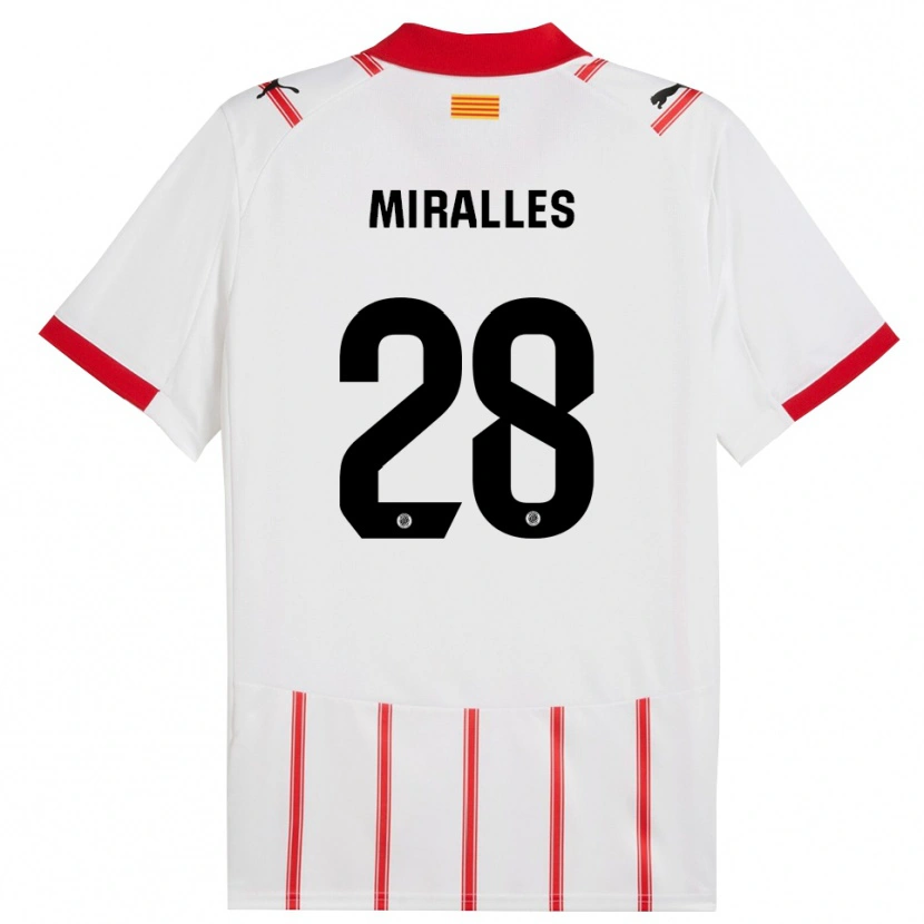 Danxen Niño Camiseta Diego Miralles #28 Blanco Rojo 1ª Equipación 2025/26 La Camisa