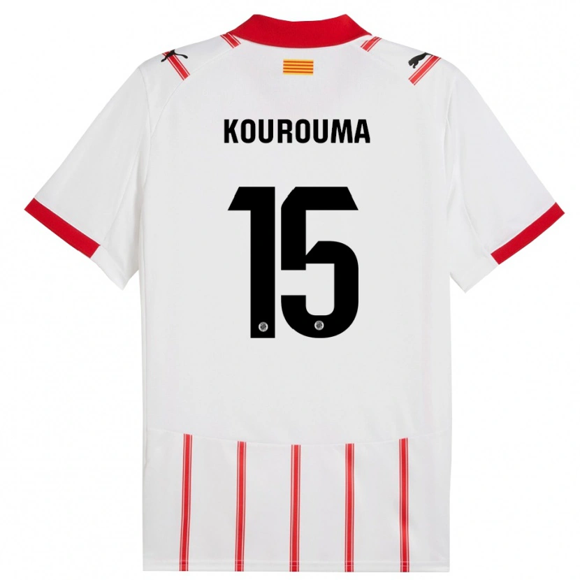 Danxen Niño Camiseta Lass Kourouma #15 Blanco Rojo 1ª Equipación 2025/26 La Camisa