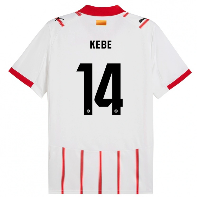 Danxen Niño Camiseta Moussa Kébé #14 Blanco Rojo 1ª Equipación 2025/26 La Camisa
