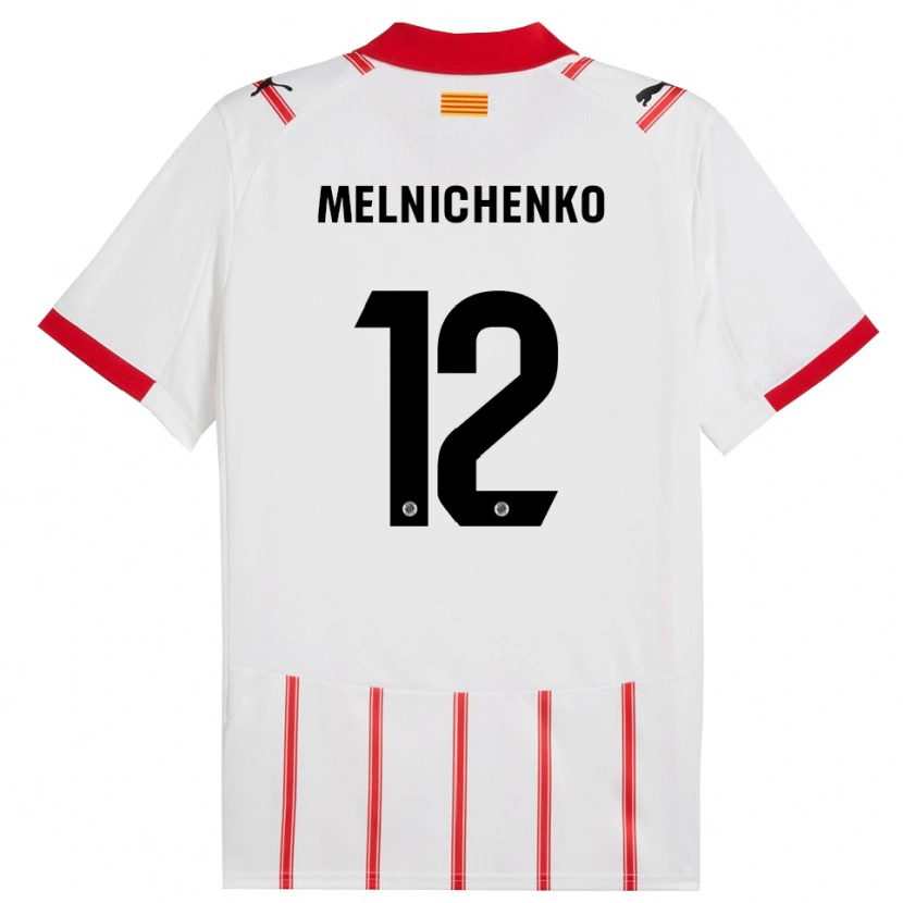 Danxen Niño Camiseta Dmytro Melnichenko #12 Blanco Rojo 1ª Equipación 2025/26 La Camisa