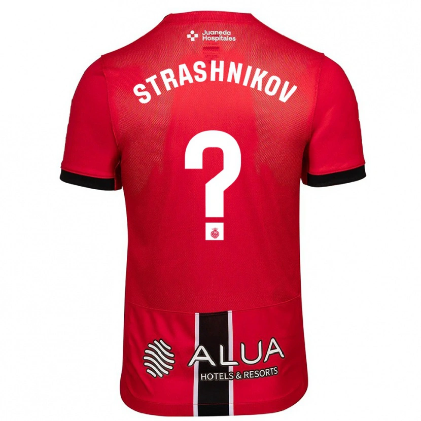 Danxen Niño Camiseta Nikolay Strashnikov #0 Rojo Negro 1ª Equipación 2025/26 La Camisa
